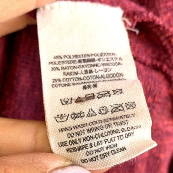 We The Free People Oversized Waffle Knit Top Size Medium Red Asymmetrical Hem - Picture 9 of 10